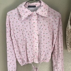 BRANDY MELVILLE PINK FLORAL BUTTON DOWN